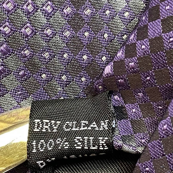 ARROW Men's Tie Silk Classic Office Purple & Gray Pattern - Picture 4 of 5